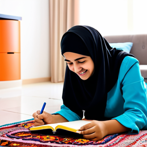 Home 23 A cheerful young Arab child, fully clothed in modest, age-appropriate attire, happily interacting with a friendly animated character in a bright, cozy playroom. The character and child are sharing colorful building blocks and a sketchbook, demonstrating cooperation and creative play. The room features soft, diffused lighting and subtle, family-friendly Arab home decor elements like patterned rugs and cushions. The overall scene conveys warmth and joy. Safe for work, appropriate content, fully clothed, family-friendly, perfect anatomy, correct proportions, natural pose, well-formed hands, proper finger count, professional studio photography, high quality, vibrant colors.