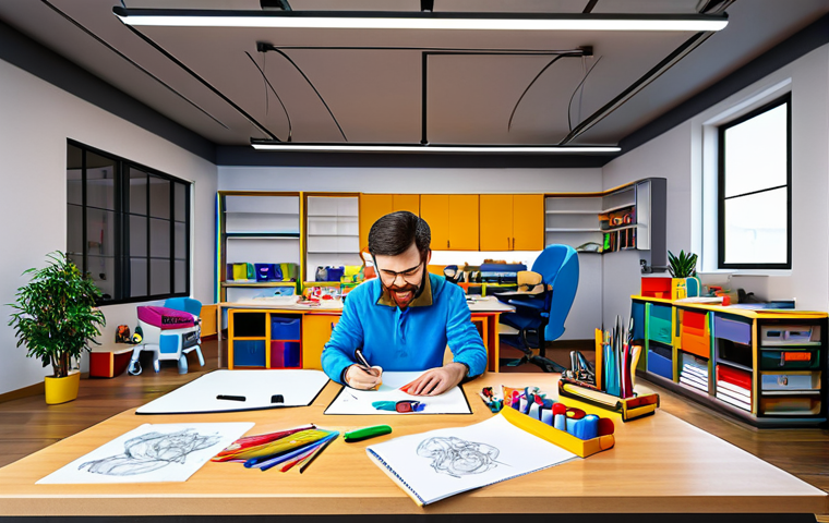 Consoni Toy Design Studio**

"A bright and cheerful design studio filled with colorful sketches and prototypes of Consoni characters, fully clothed designers working on new toy designs, appropriate attire, safe for work, professional environment, perfect anatomy, natural proportions, high-quality rendering, modest workspace."

**