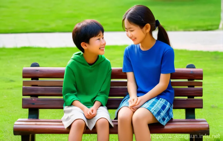 콩순이 콘텐츠의 메시지 - **Prompt:** A heartwarming scene featuring Kongsooni and her diverse group of friends (a boy and a g...