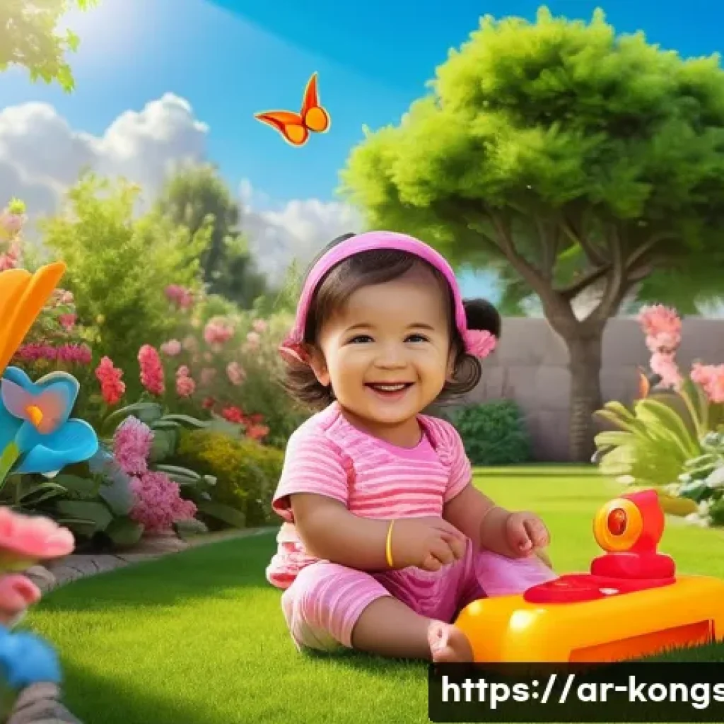콩순이 콘텐츠의 색감 분석 - A vibrant and colorful animated scene featuring a cheerful young child wearing bright, playful cloth...