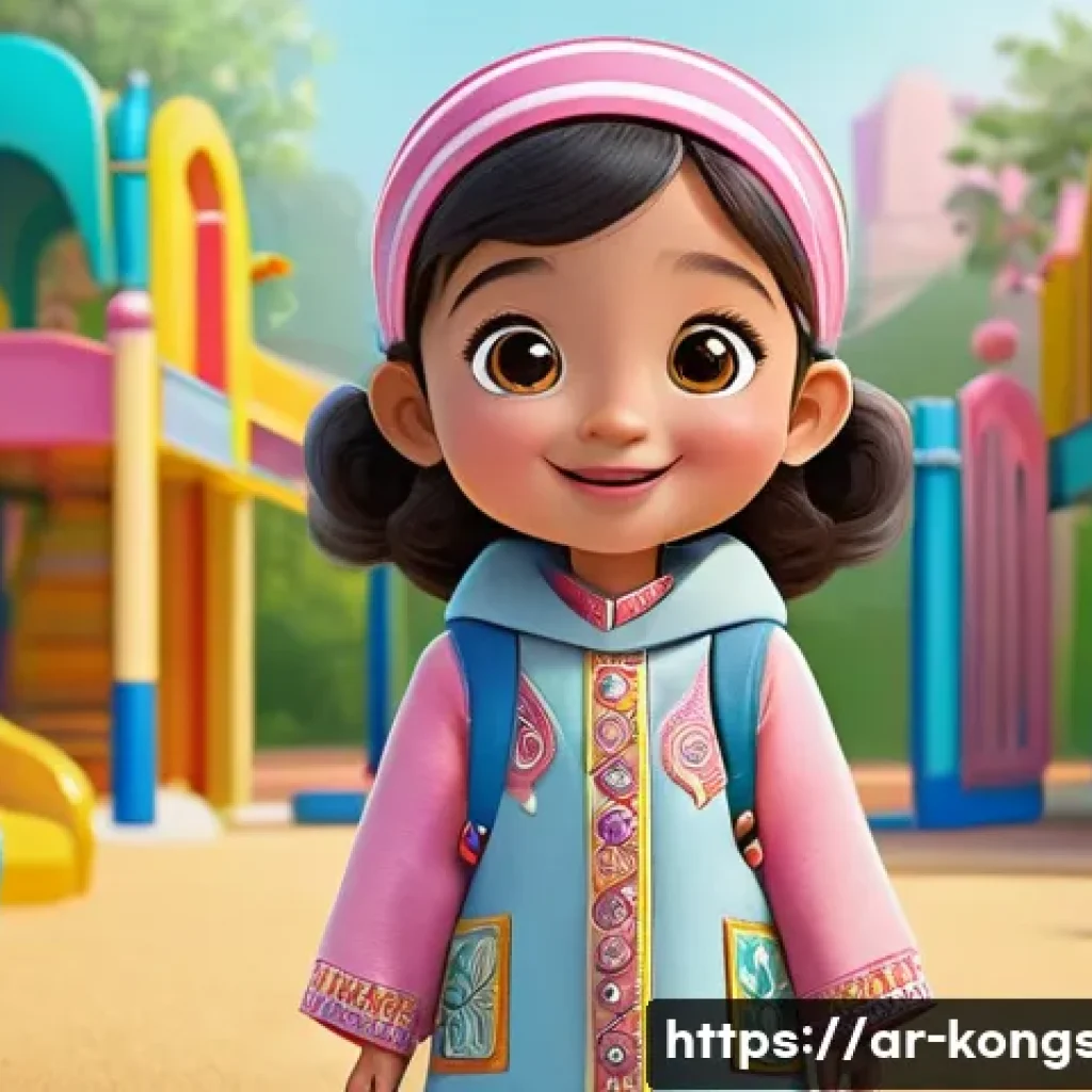 콩순이 제작 과정 공개 - A cheerful, friendly cartoon character named "콩순이" designed for Arabic-speaking children, featuring ...